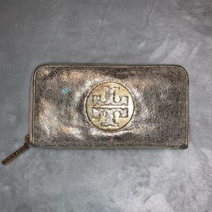 Tory Burch gold metallic wallet